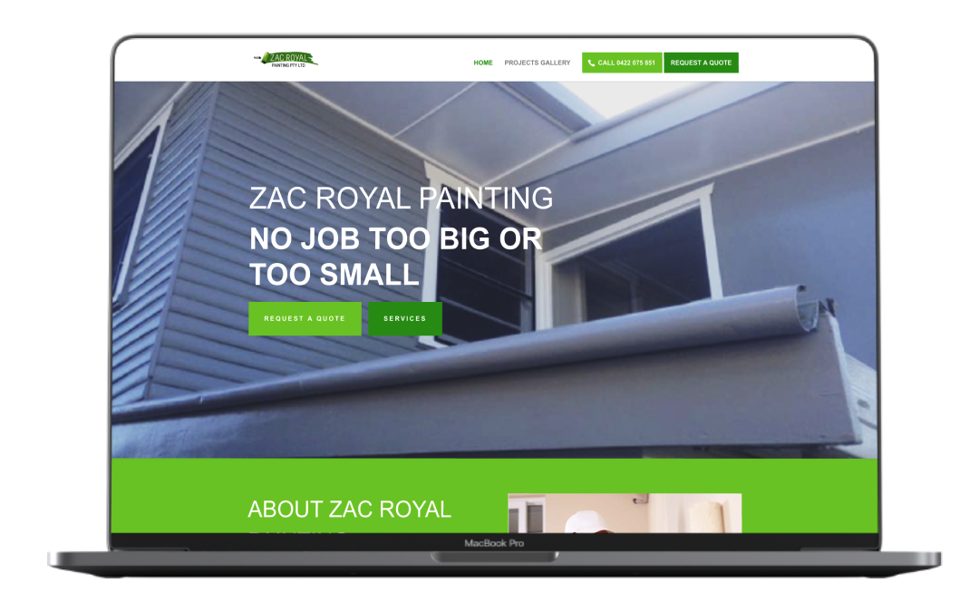 Zac Royal Painting Landing Page Website Design